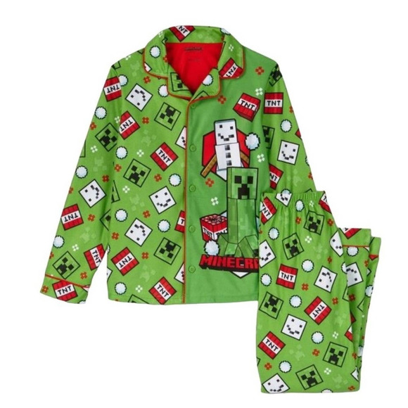 Christmas Minecraft Pajamas Minecraft Long Sleeve PJs Minecraft Christmas PJs - Picture 1 of 6
